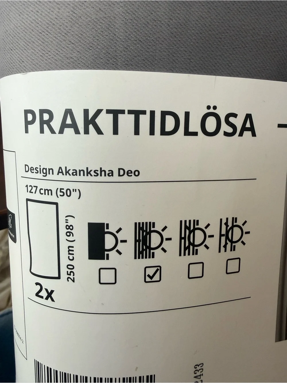New IKea PRAKTTIDLÖSA 2 Grey Curtain Panels